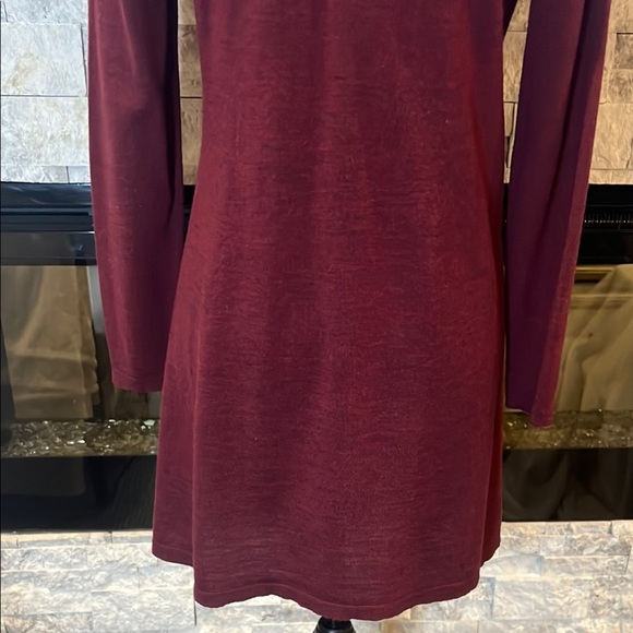 Eileen Fisher Merino Wool Burgundy Long Sleeve Dress size Small Petite - Picture 11 of 12